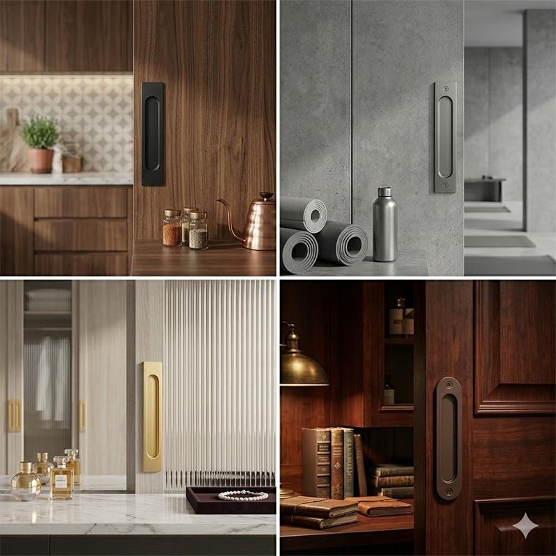 Furniture Hardware Knobs - Pegangan Pintu Geser Tanpa Paku, Aluminium