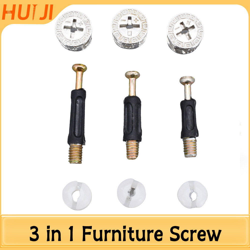 Furniture Joinery Hardware - 50/100 Buah 3 In 1 Konektor