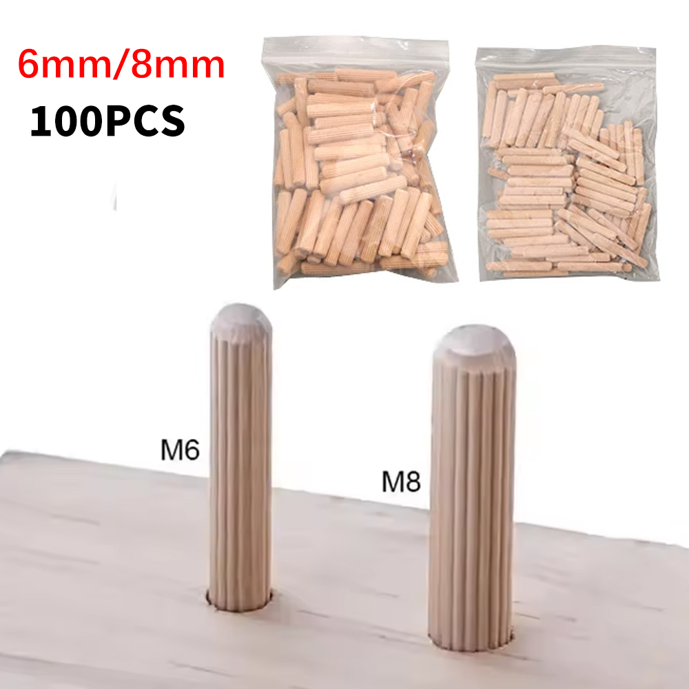 Furniture Joinery Hardware - Pin Dowel Kayu 6/8mm Beralur, Penghubung